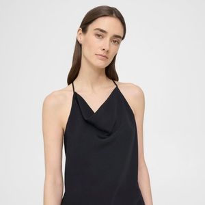 Theory Black Draped Halter Tank Top